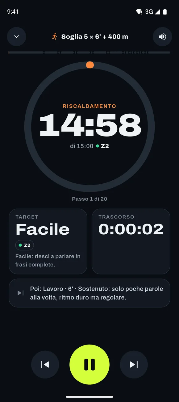 Il player durante le ripetute